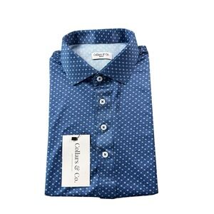 Collars & Co. Blue White Blue Floral AOP Dress Collar Men's Polo Size M NWT